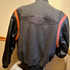 Harley Davidson leather and wool jacket
